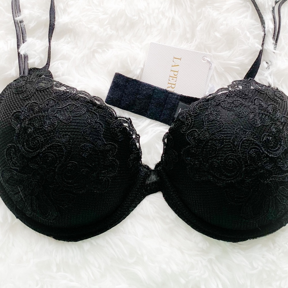 NWT La Perla Black Lace Push-up Underwire Bra